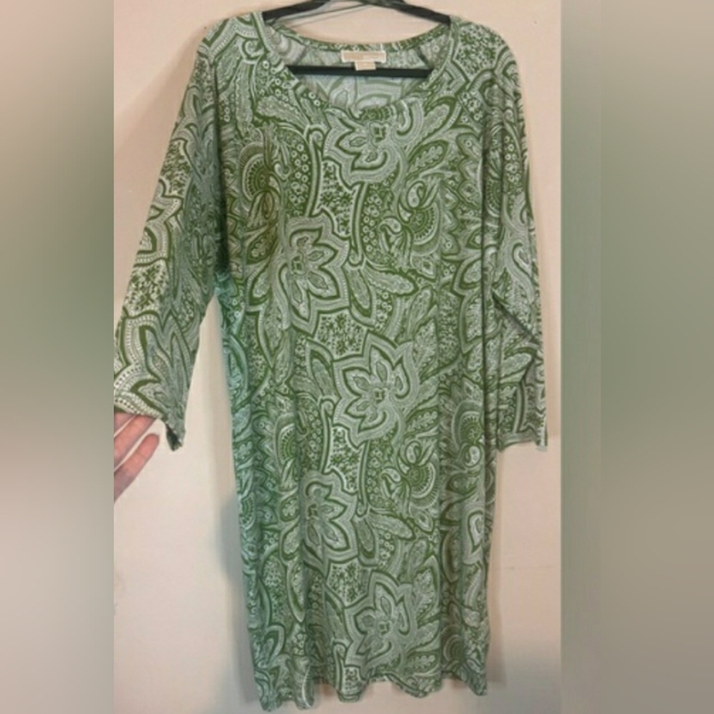 MICHAEL Michael Kors Green Paisley Long Sleeve Dress Size 1X